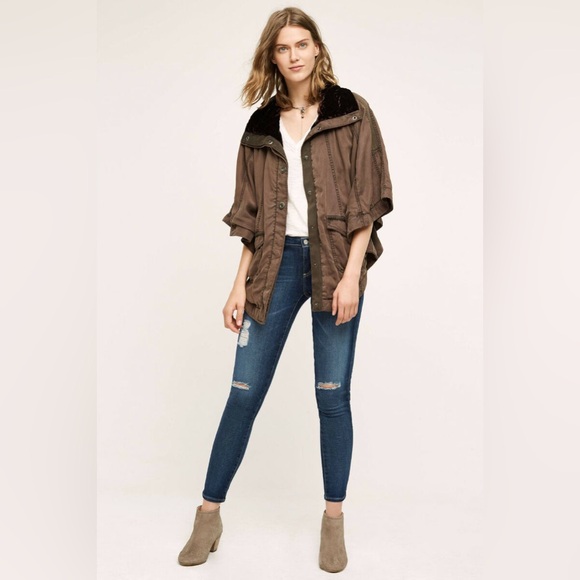 Anthropologie HEI HEI Velvet Trim Todra Cape Jacket SZ XS/S - Picture 1 of 14